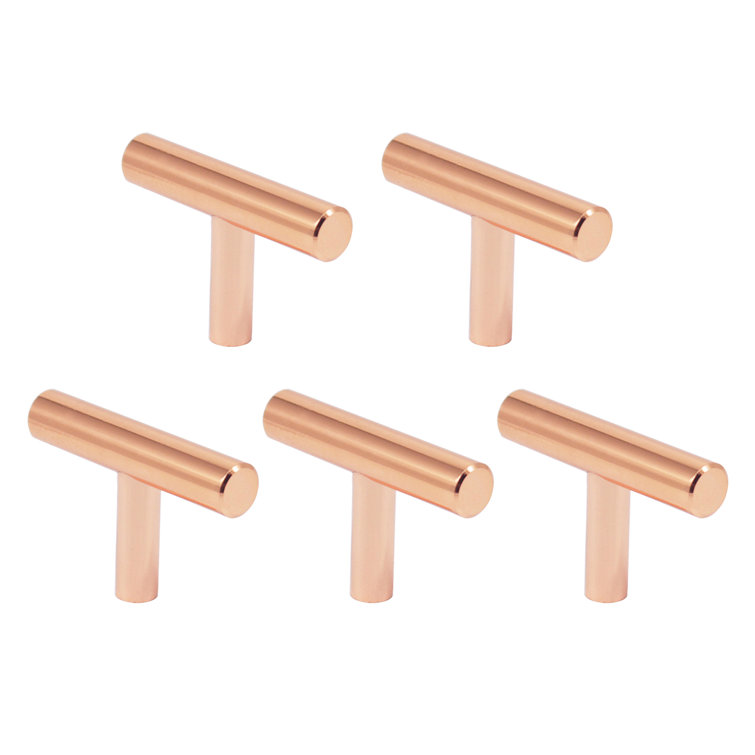 Probrico Rose Gold Solid Knobs,Single Hole Drawer Pulls,Round T